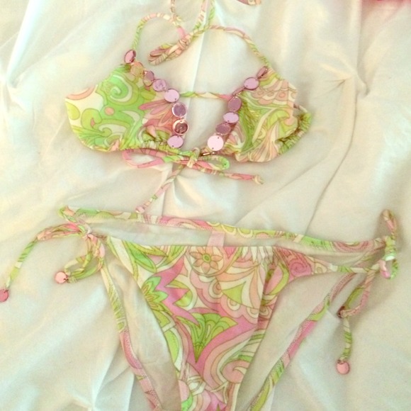 Pink and green Victorias Secret bikini