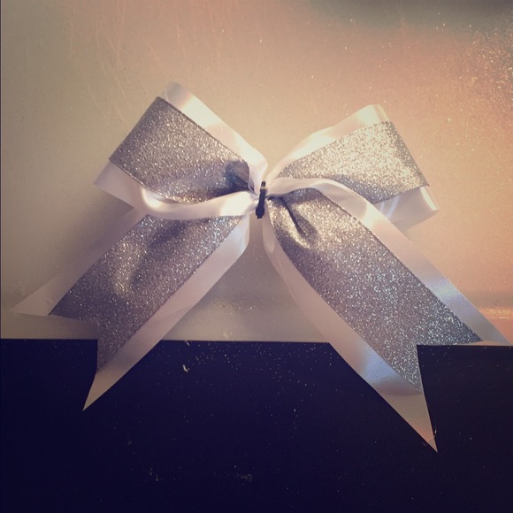 Silver and White Cheer Bow