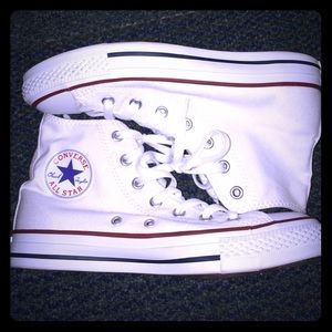 Brand new white high top converse