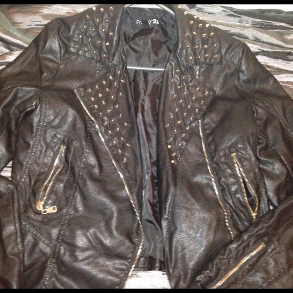 Leather-Like Biker Jacket Size Large
