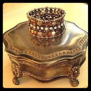 Gifted! Stretch brass/silver/gold diamond bracelet