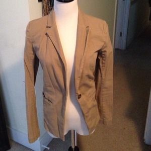Tan khaki twill blazer