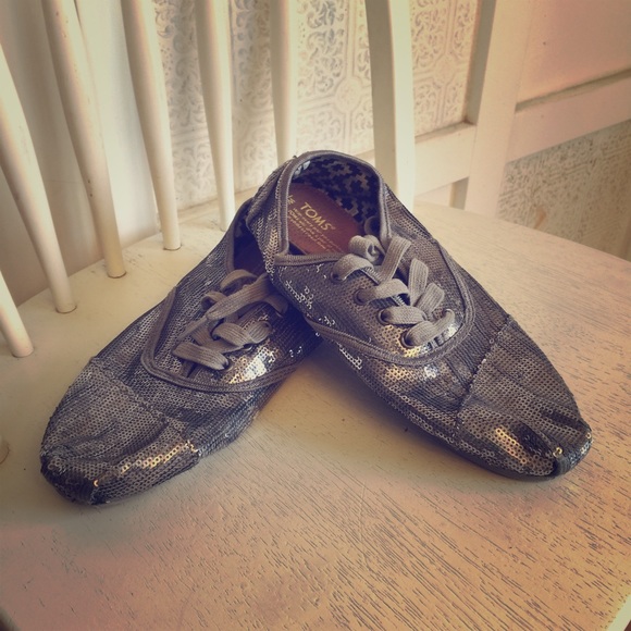 TOMS slip on (or tie) sequin shoes