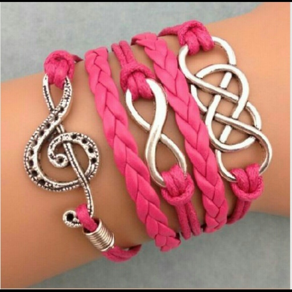 Infinity bracelet pink music note