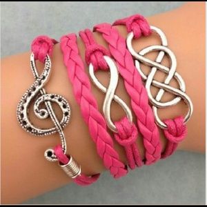 Infinity bracelet pink music note