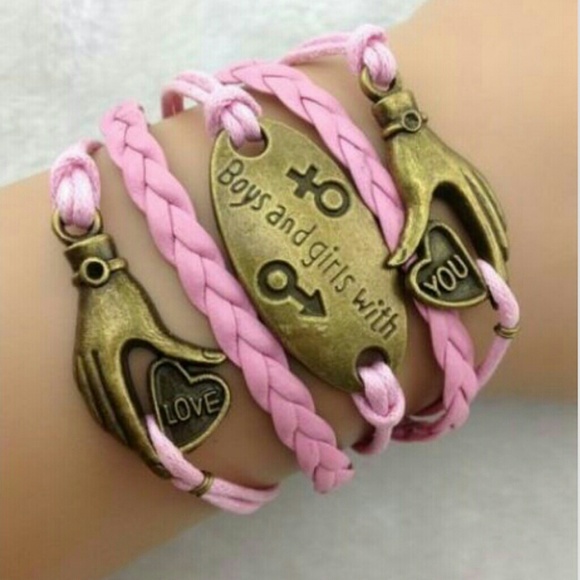 Infinity bracelet love you leather charm