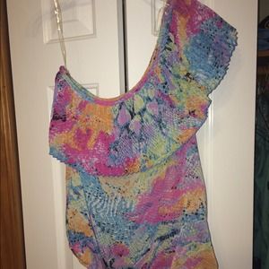 One shoulder multicolor top
