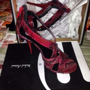 Sexy snake skin type strappy heels