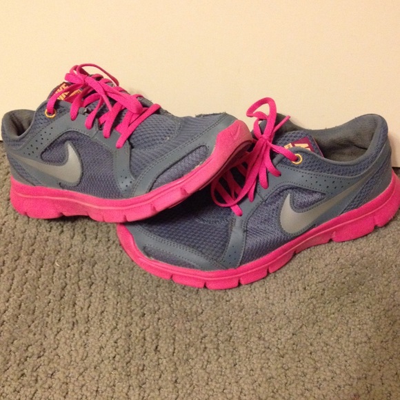 Nike pink and gray running shoes