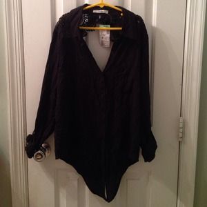 Papaya black button up