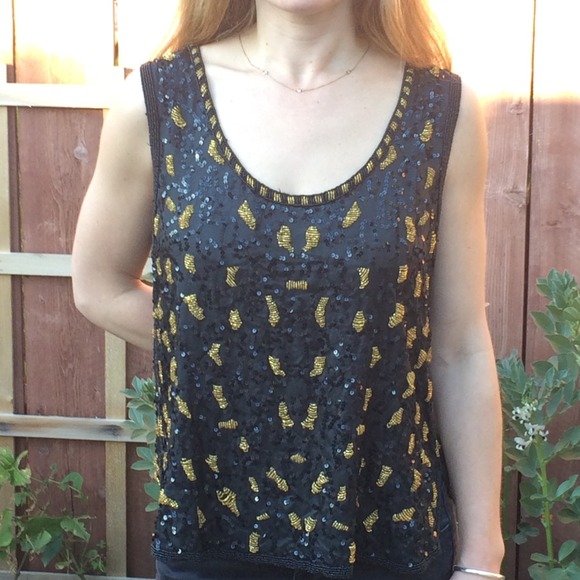 Vintage silk beaded tank