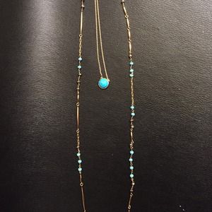 Stella and dot turquoise and gold color necklaces
