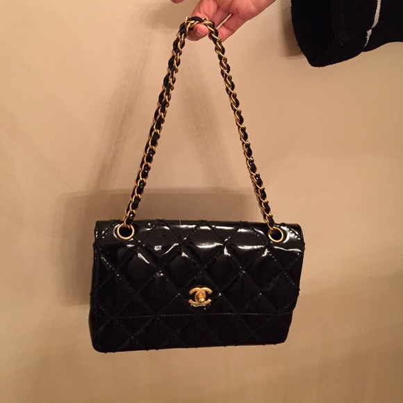 CHANEL Handbags - Chanel patent leather classic flap handbag