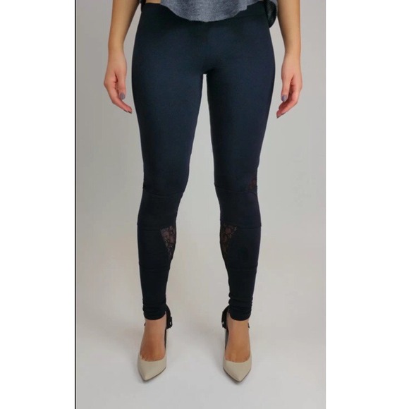 David Lerner Lace Wrap Leggings Black Xs s m l