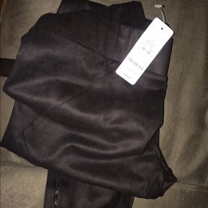 Bebe Black Faux Suede Ankle Zipper Leggings