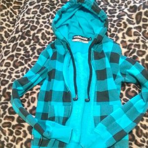 ❌Sold🚫✨?Teal/Black plaid hoodie