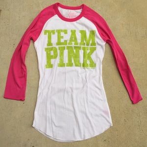 NWOT PINK Victoria's Secret Team Pink Raglan