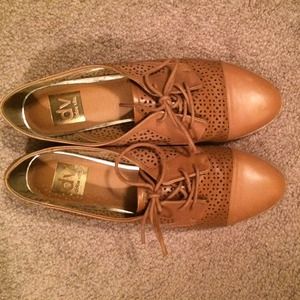 Cognac leather dolce vita girly oxfords