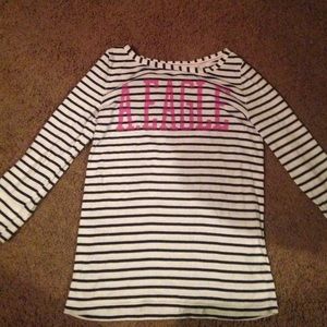 American eagle black striped shirt with logo.