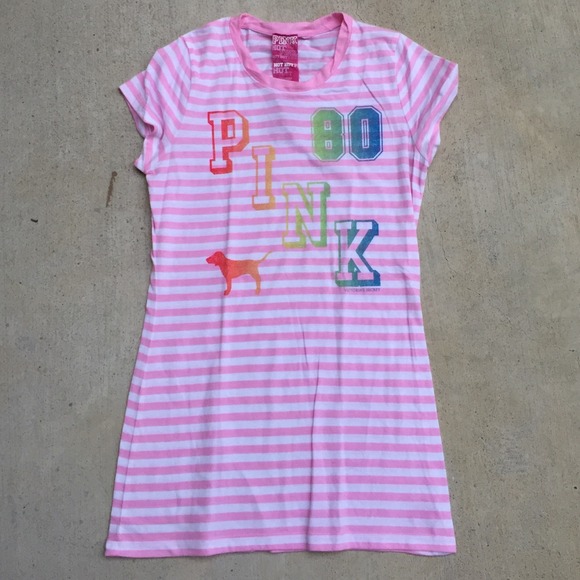 NWOT PINK Victoria's Secret Striped Tee