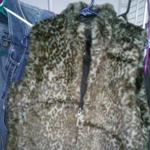 Reversible Guess Animal Print Faux Fur Vest