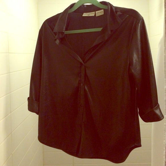 Faux leather blouse