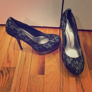 Black lace stiletto heels