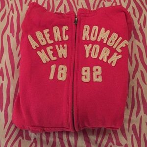 Abercrombie pink zip up logo sweatshirt