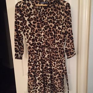 leopard dress with lace slits on side