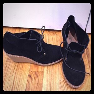 Lucky Brand suede lace up wedge booties