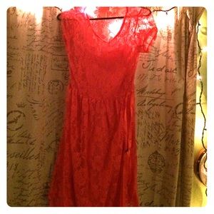 A coral lace dress