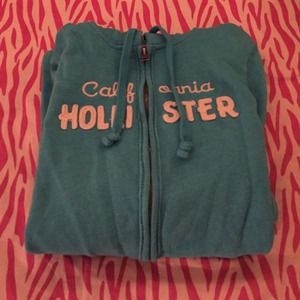 Hollister blue zip up sweatshirt