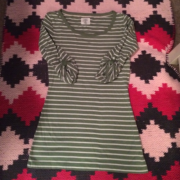 L.O.G.G. Tops - ❤️SOLD❤️ Green and white striped shirt