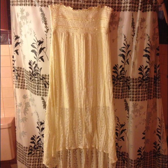 Ivory Hi-Low Lace Strapless Dress