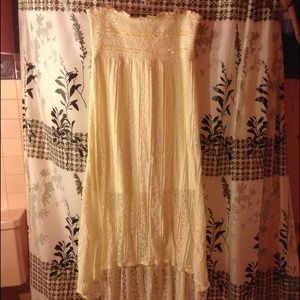 Ivory Hi-Low Lace Strapless Dress