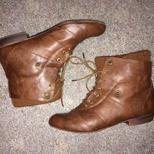 Brown boots, brown booties
