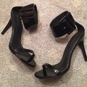 Black open toe heels