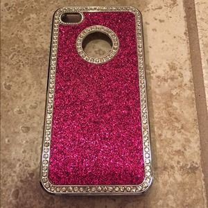 Pink and silver glitter iPhone 4 cover