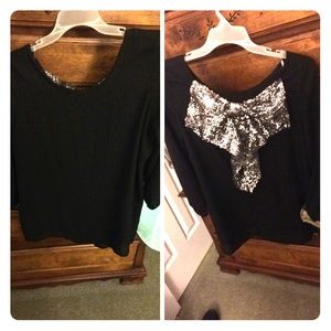 Black shear bow blouse