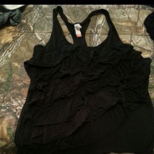 Black tank with ruffles