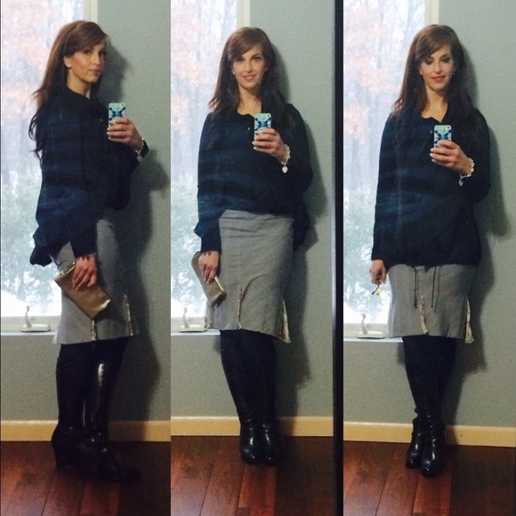 DVF Middy Skirt fifty Shades Of Gray pinstriped