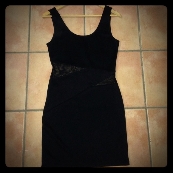 Black Bodycon Mesh M Dress