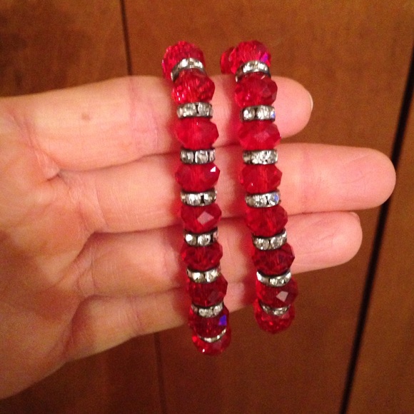 Red & rhinestone bracelets