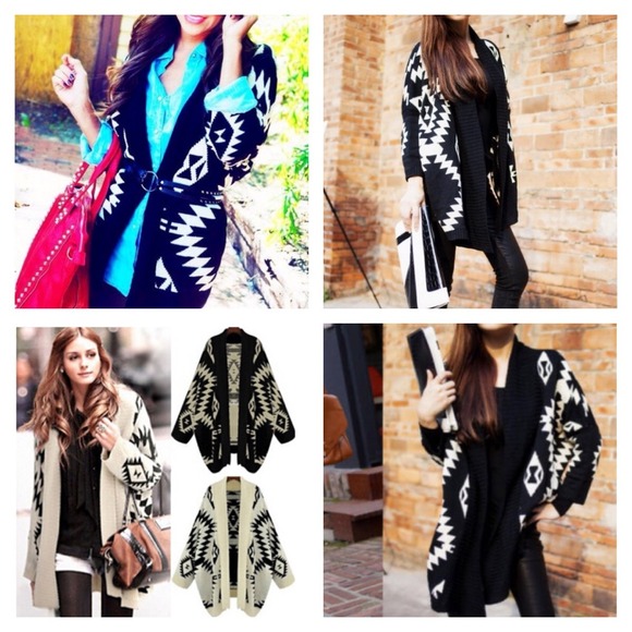 Black loose Aztec cardigan - Picture 4 of 4