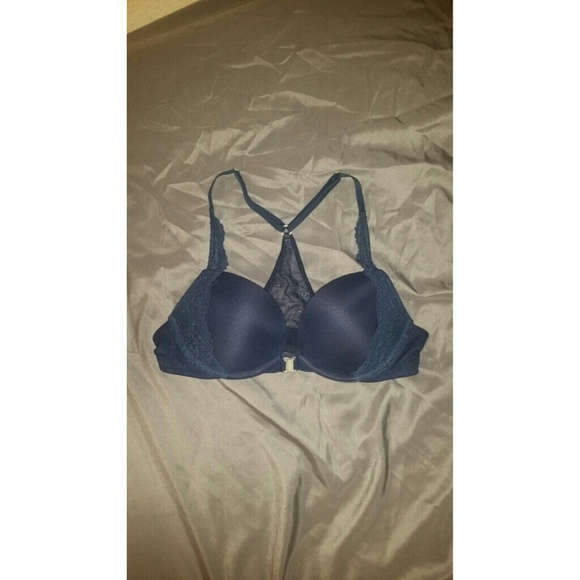 Navy lace pushup racer back bra