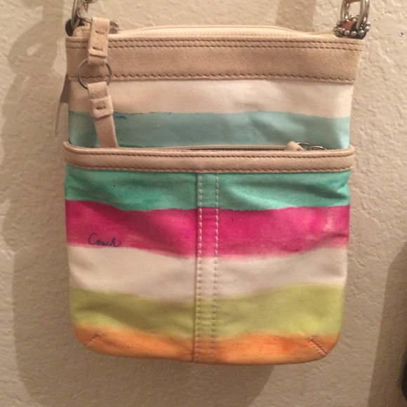 NWT Coach purse - Multi colors strips