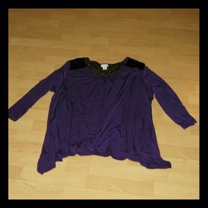 Long Sleeve Purple Sequin Shoulder Top