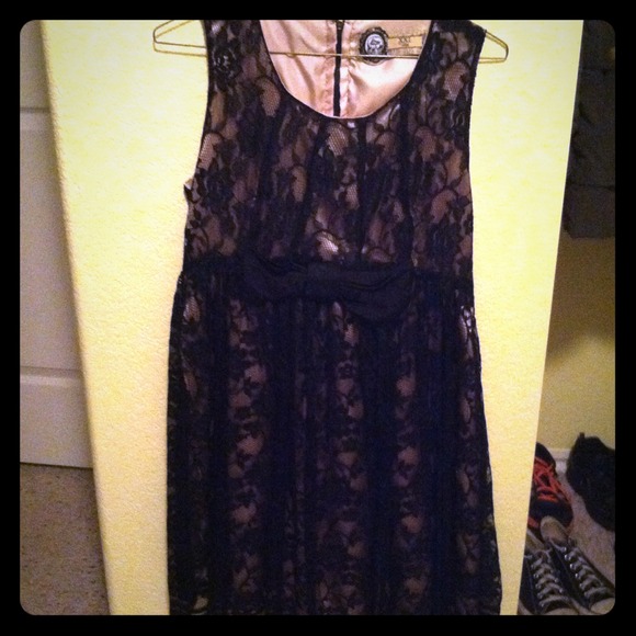 Gold with Black Lace Dress