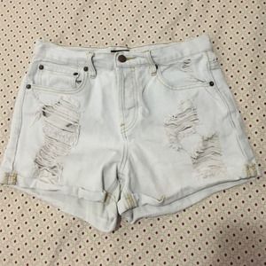 High waisted distressed shorts