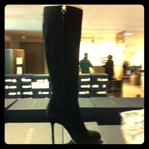 NIB Black Suede Leather High Boots by Sergio Rossi